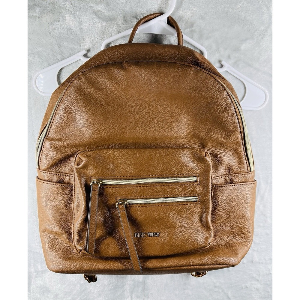 NINE WEST Brown backpack style handbag, purse man made materials Zip